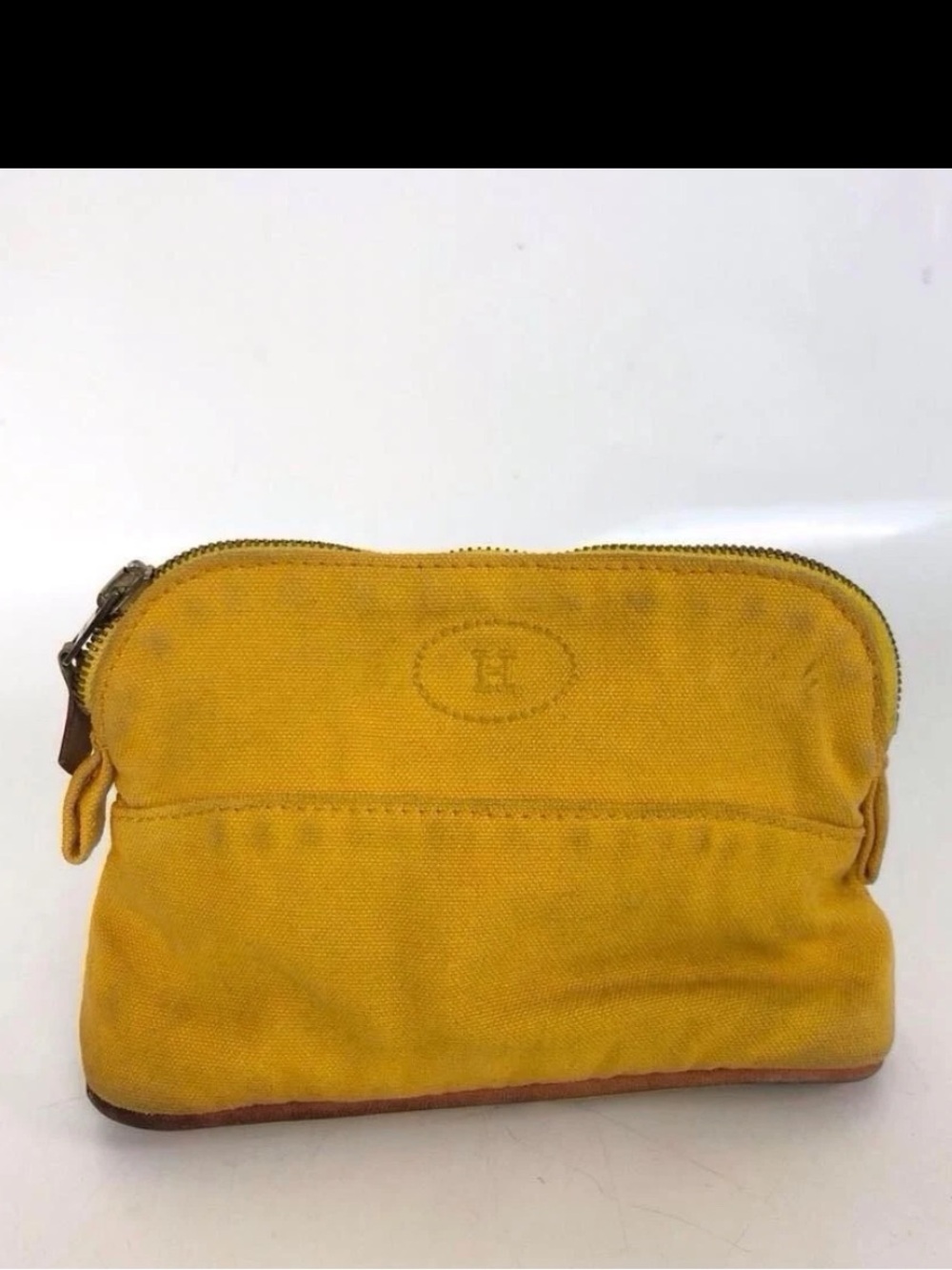 Hermes Yellow Canvas Toiletry Pouch